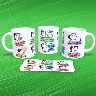 Imagem de Caneca de Porcelana 325ML Flork Musical Estampa 18 para Bebidas Quentes e Frias Decorada Branca Outras Marcas