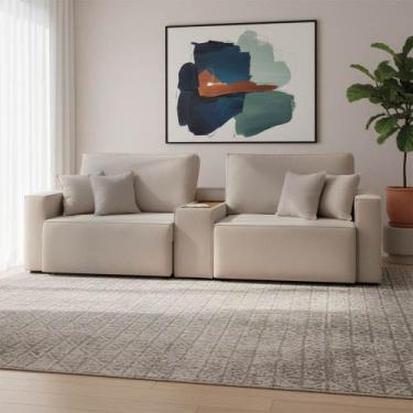 Imagem de Sofá 2 Lugares Reclinável 152cm Modulado Console USB Benedict Boucle K