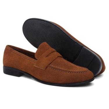 Imagem de Mocassim Loafer Social Masculino em Couro Itália Caramelo - sem marca,