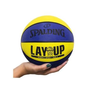 Imagem de Mini Bola Basquete Spalding Layup Infantil Cor Amarelo azul