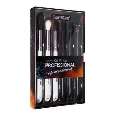 Imagem de Kit 6 Pincéis Para Maquiagem Macrilan WB500 Branco/Preto - Congratulat