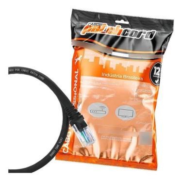Imagem de Cabo de Rede Cat6 1m RJ45 Preto 10Gbps UTP Ethernet Cabos Pa - Congrat