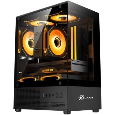 Imagem de Gabinete Gamer Kalkan Hakon S/Fan S/Fonte Micro-ATX Vidro Temperado Duplo USB 3.0 Panor...