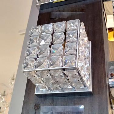 Imagem de Arandela 4558 Carpo para 1 Lâmpada G9 com Estrutura em Inox e Cristais Transparentes Inox Rioprelustres