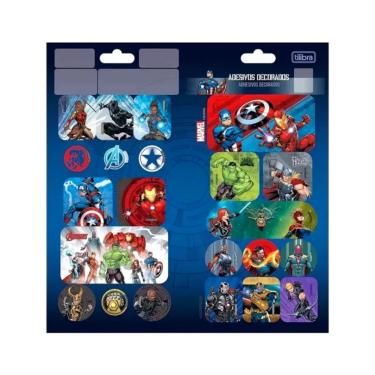 Imagem de Cartela de Adesivo Decorado Tilibra Avengers Asb para Decoração com Etiqueta Adesiva Formato 100MM X 208MM 1 Folha