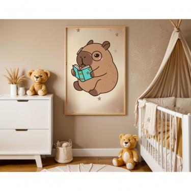 Imagem de Quadro Infantil Decorativo Leitura Fofinha Retangular 20X30 em Canvas com Vidro Madeira