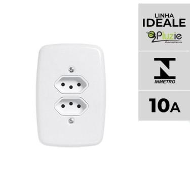 Imagem de Interruptor e Tomada Pluzie Linha Ideale 4x2 Dupla 10A com Certificação INMETRO para Instalação Residencial OEM