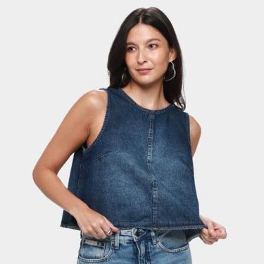 Imagem de Blusa Jeans Colcci Confort Feminina, Azul, M