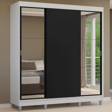 Imagem de Guarda-Roupa Casal com Pés 3 Portas de Correr com Espelhos Reno Madesa B