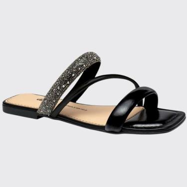 Imagem de Tamanco Rasteirinha Feminina Brilhante Dakota Y7621, Preto, 35