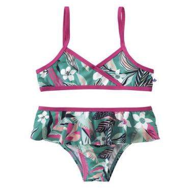 Imagem de Biquini Infantil Menina Verão Praia Verde Floral Malwee, 2