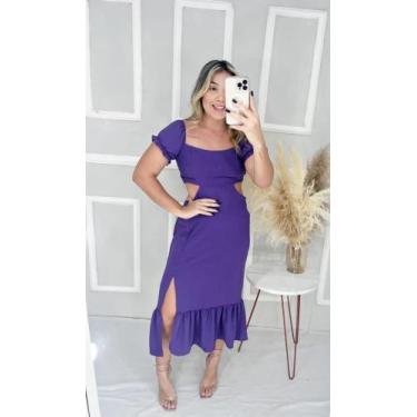 Imagem de Vestido Longo Midi Babado e Fenda (Roxo) - JHESSY BOUTIQUE, 38