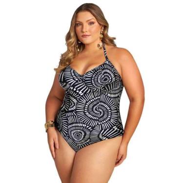 Imagem de Maiô Plus Size Meia Taça Dilady Banho de Mar 621530, Estampado, 52