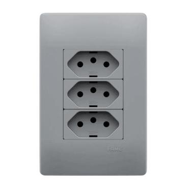 Imagem de Tomada Tripla 2P+T 10A/250V Com Placa Linha Habitat Onix - Fame