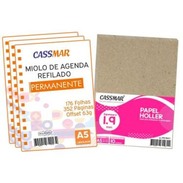 Imagem de Kit para Agenda Permanente Miolo + Papel Holler 1.9mm 05 un - Cassmar 