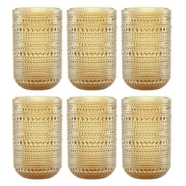 Imagem de Jogo C/ 6 Copos de Vidro Pérola Âmbar 460ml Luxo Bebidas Água Suco - L