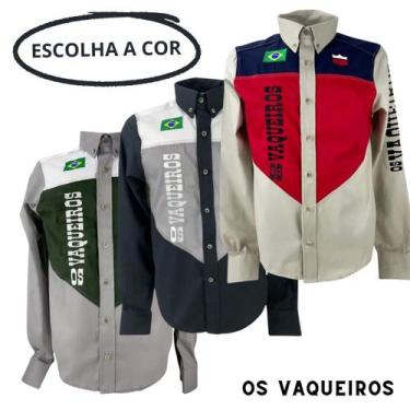 Imagem de Camisa Bordada Country Masculina Os Vaqueiros Manga Longa Competição V