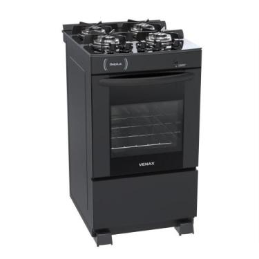 Imagem de Fogao a Gas 4 Bocas Venax Delplus Vitreo BL Preto, Bivolt