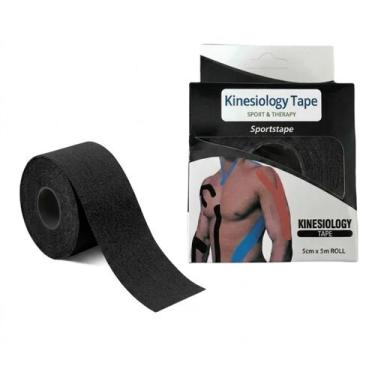 Imagem de Fita Kinesio Taping Elástica Adesiva 5m x 5cm - Dexin, Preto
