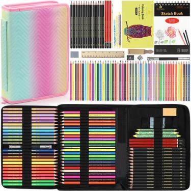Imagem de Kit de Desenho Heshengping 78 Peças com Lápis de Grafite e Carvão Colo