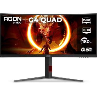 Imagem de Monitor Gamer Curvo AOC U34G4C-57 34" WQHD VA 180HZ Ultrawide 21:9 Preto Bivolt