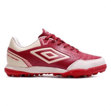 Imagem de Chuteira Society Umbro Neo Comfort Masculina, Vermelho, Bege, 45