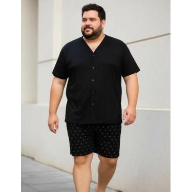 Imagem de Pijama Masculino Adulto Plus Size Botão Tamanho Grande G1 G2 G3 Manga 