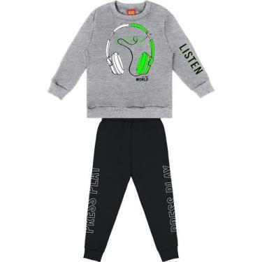 Imagem de Conjunto Moletom Infantil Masculino Kyly 208075, 16, Cinza