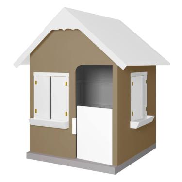 Imagem de Casinha de Brinquedo L12 em MDF Bege e Branco com Floreiros Gran Belo