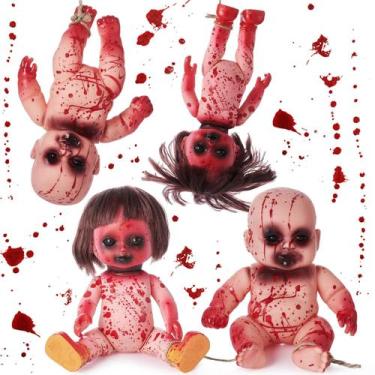 Imagem de Bonecas de Halloween Simgoing 25 cm Bloody Zombie Hanging 4 unidades