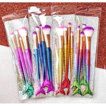 Imagem de Kit 6 Pacotes De Pincel Sereia Maquiagem Make UP Atacado - Fina Fofura