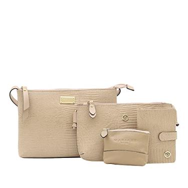 Imagem de Kit 2 Bolsas Transversais c/Carteira e Porta Moedas Couro Mariart 2190 + 201L + 237 + PN10 (Nude)