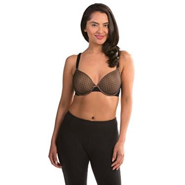 Imagem de Loving Moments by Leading Lady Sutiã feminino de renda para amamentação – Sutiã acolchoado confortável com aro para mães que amamentam, Renda xadrez preta em cinza-acastanhado, 34C