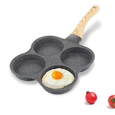 Imagem de 143 Frigideira de ovo com 4 furos, frigideira, antiaderente, 4 xícaras, revestimento de pedra, compatível com todas as fontes de calor, para hambúrguer de ovo/panqueca de café da manhã
