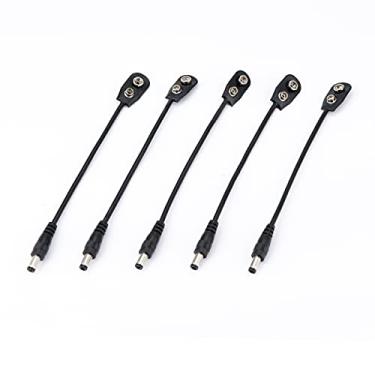Imagem de Musiclily Pro 9V Cabo de Fonte de Energia Conversor Clipe Bateria Conector de Encaixe 2.1mm 5.5mm Plug para Pedal de Guitarra (5 Peças）