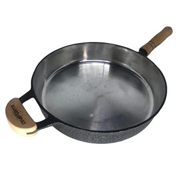 Imagem de Frigideira Alumínio Craqueado Preto com Cabo Madeira 28 cm Sem Tampa