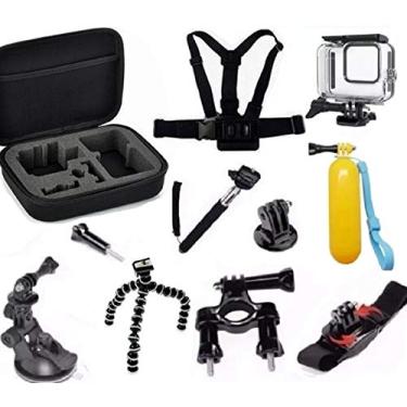 Imagem de Kit para Go pro Hero 8 Black Caixa Estanque Mala Guidao Bastão Flutuador Tripé flexível Cinta Pulso Suporte Guidao e outros