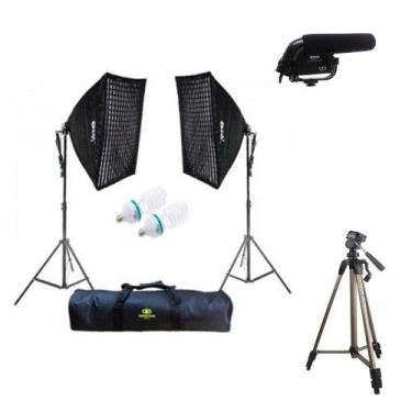 Imagem de Estúdio Youtuber Iluminação Softbox 50x70 Tripe e Mic - TAG 220v