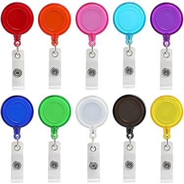 Imagem de Porta-crachá retrátil para crachá de identificação, porta-cartões de encaixe, cores sortidas (pacote com 20)