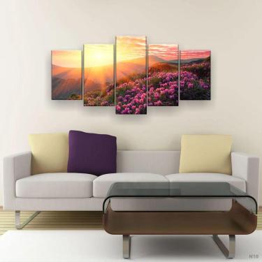 Imagem de Quadro Decorativo Flores Por Do Sol Hd 129x61 Quarto Sala