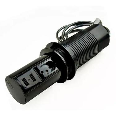 Imagem de Mini Torre Totem Automatico 1 Tomada 10a 2 Usb - Preta