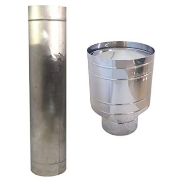 Imagem de Duto 8" Inox 304 + Chapéu Canhão Inox 304 Chaminé Lareiras