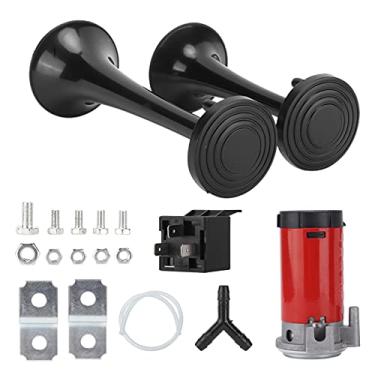 Imagem de Trompete duplo de instalação simples preto 130dB para acessórios automotivos