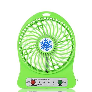 Imagem de Yuwao Ventilador de luz LED recarregável portátil Mini mesa Carregamento USB Refrigerador de ar 3 Modos Regulação de velocidade LED Função de iluminação Resfriamento (verde)
