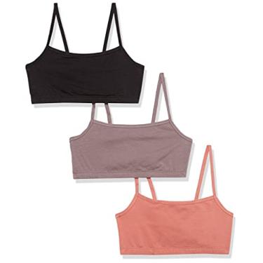 Imagem de Hanes Sutiã feminino de algodão (pacote com 3), Preto/figo temperado/vermelho terra, M