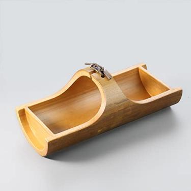 Imagem de Prato de frutas de bambu nozes artesanais de estilo japonês e caixa de armazenamento de pratos de frutas secas cesta de lanche, barco, placa em forma