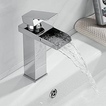 Imagem de Waterfall Black Bacia Mais Alta Lavatório Armário de Banheiro Torneira de Banheiro Tinta Preta Torneira de Furo Único, Cromo, Curto B, China