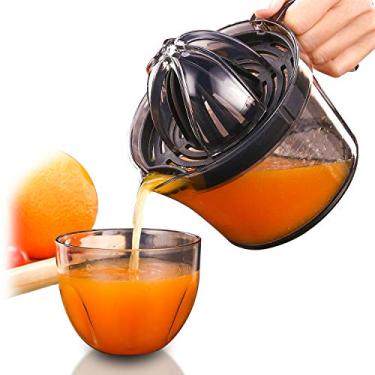 Imagem de Espremedor de frutas cítricas manual Sunhanny, espremedor de limão e laranja com tampa antiderrapante, capacidade de 500 ml, preto transparente