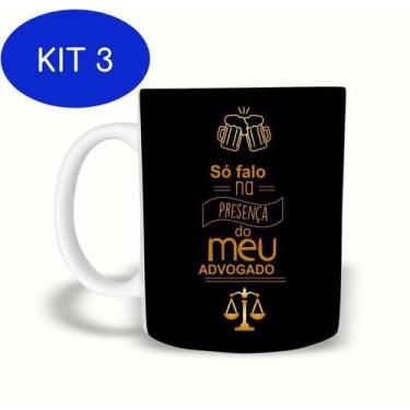 Imagem de Kit 3 Caneca Graduação Direito 325ml Polímero - Naltic