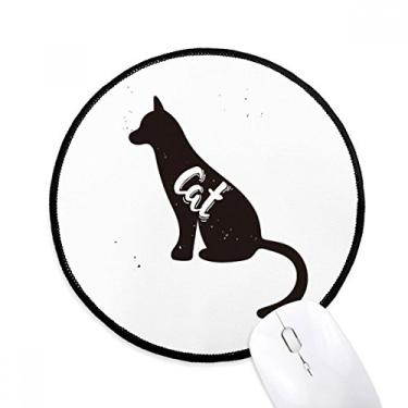 Imagem de Mouse pad gato preto e branco animal tapete redondo para escritório para computador